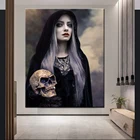 Алмазная картина с изображением девушки скелета в черном цвете, алмазная 5d картина с изображением Диабло, полноразмерная вышивка, мозаика для домашнего декора