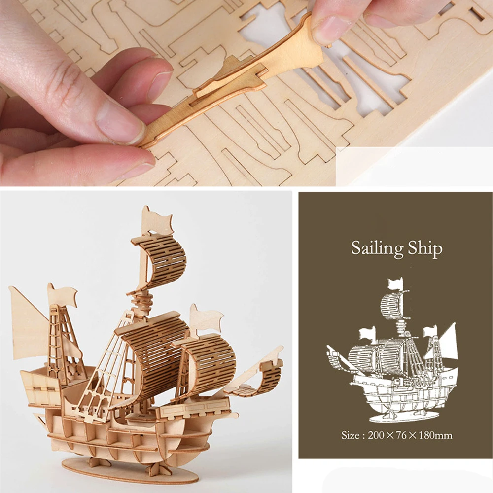 3D Деревянный Парусник сделай сам деревянные игрушки пазлы сборная модель ручной