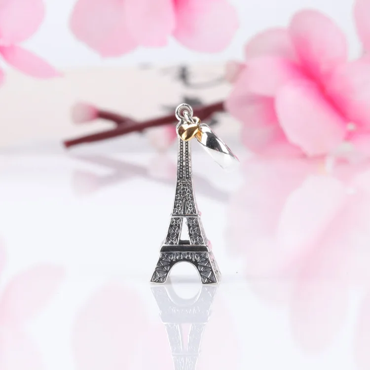 

Hot S925 Sterling Silver Eiffel Tower Pendant With Diamonds Pendant Fit Original Bracelet Necklace