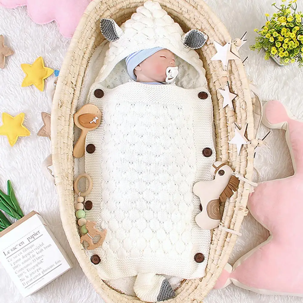 

Newborn Baby Stroller Knitting Blanket Baby Sleeping Bag Warm-keeping Blanket For Outdoors Winter Warm Sleeping Bags
