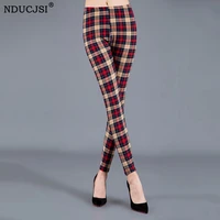nducjsi sexy legging for woman causal fitness fashion plaid print workout leggins sporting high wast elasticity pants