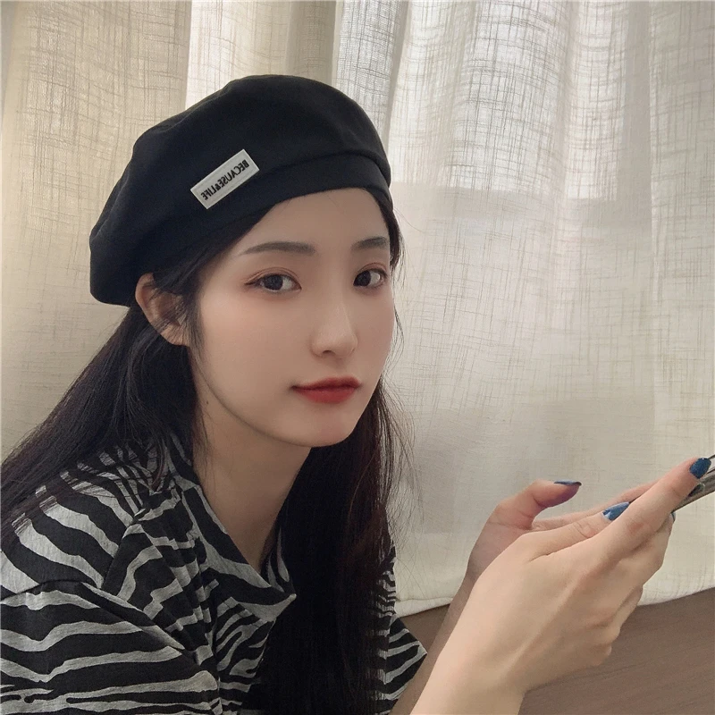 Берет Foux летние женские шапки с тонкими буквенными нашивками Регулируемая