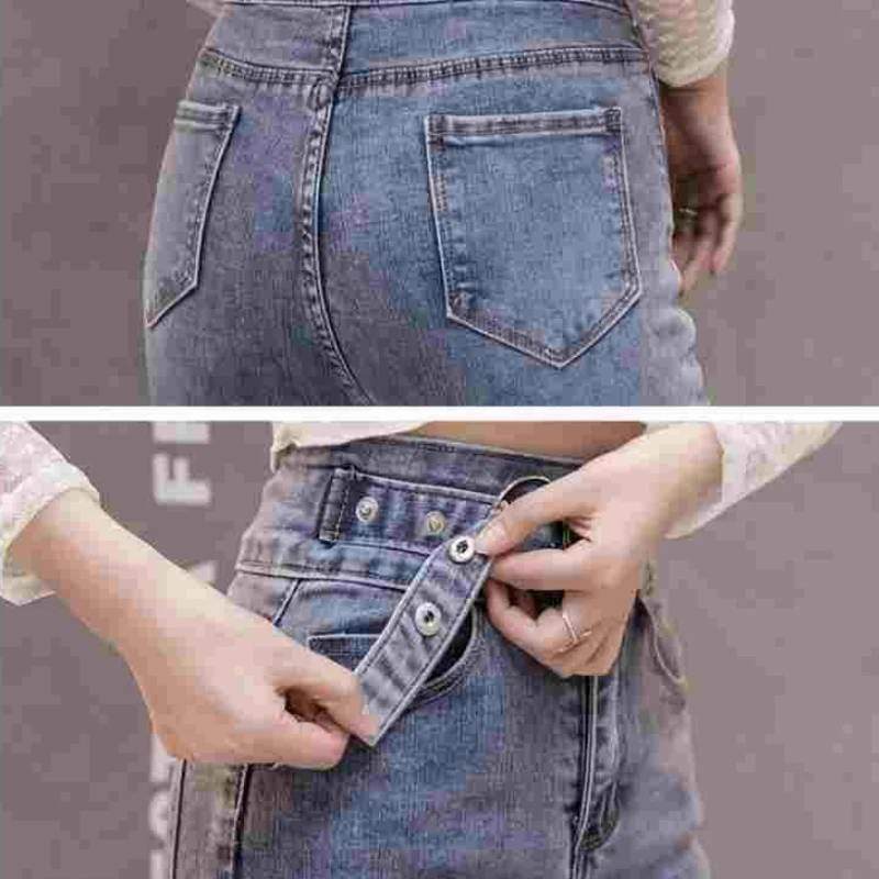 

Jeans Women Skinny Pencil High Waist All-match Slim Leisure Korean Style Ankle-length Street Womens Trousers Students Chic Retro