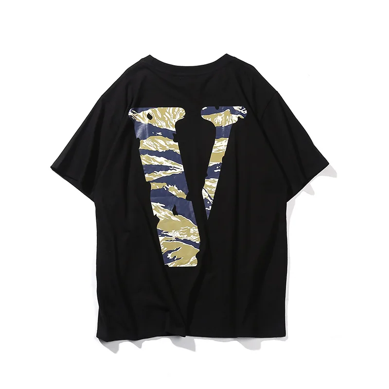 

VLONE men t shirt 100% cotton streetwear Women's T-shirt USA summer Short sleeve brand hip hop tshirt Camouflage friends