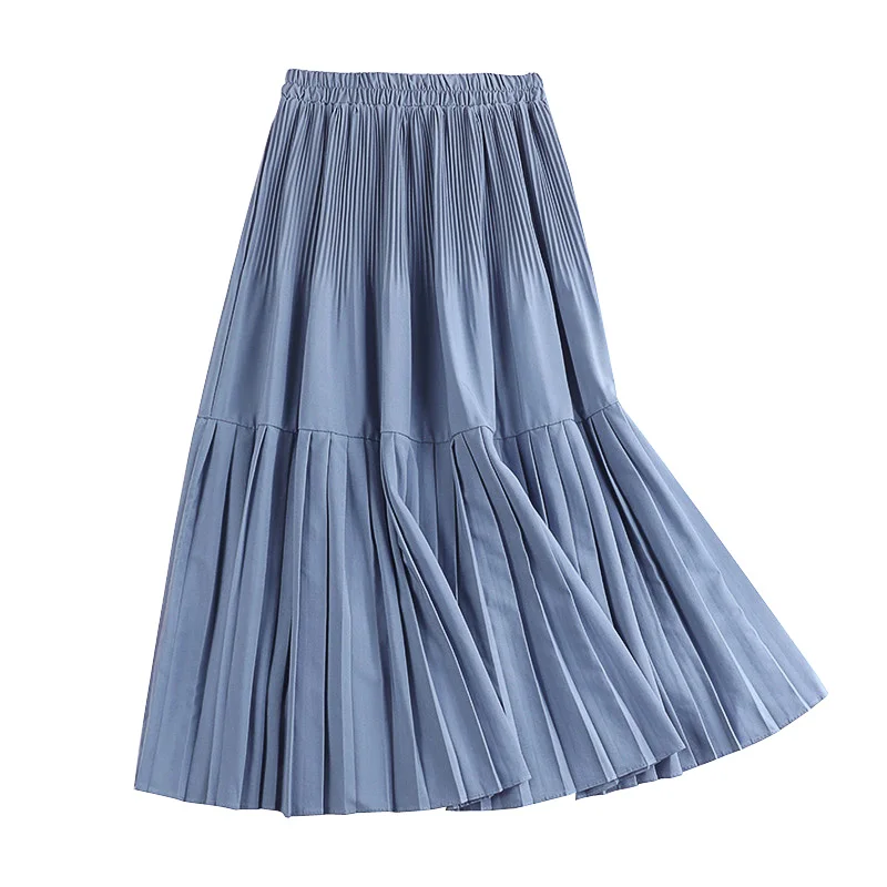 

329 autumn new simple and versatile slim and retro natural waist skirt with A-line pleated skirt children