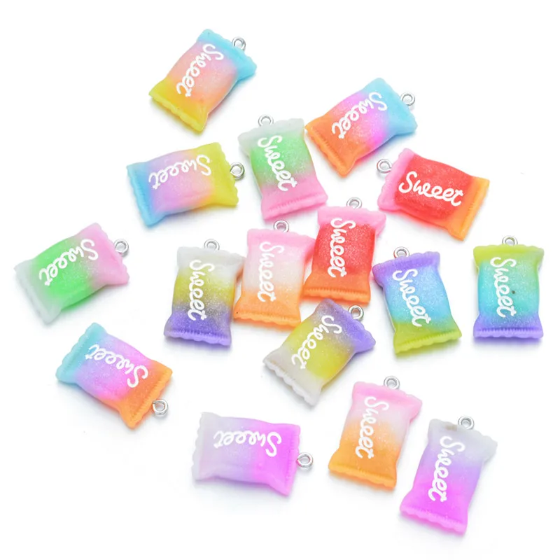 

10pcs Resin Sweet Sugar Candy Necklace Charms Cute Keychain Letter Earring Findings Pendant For DIY Jewelry Making Accessory