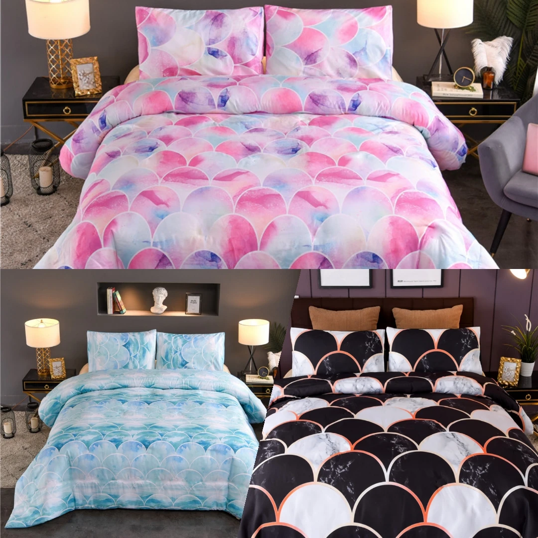 

2021 Hot Style 2 or 3pcs Geometry Printing Soft Duvet Cover Sets 1 Quilt Cover + 1/2 Pillowcases Single Twin Full Queen King