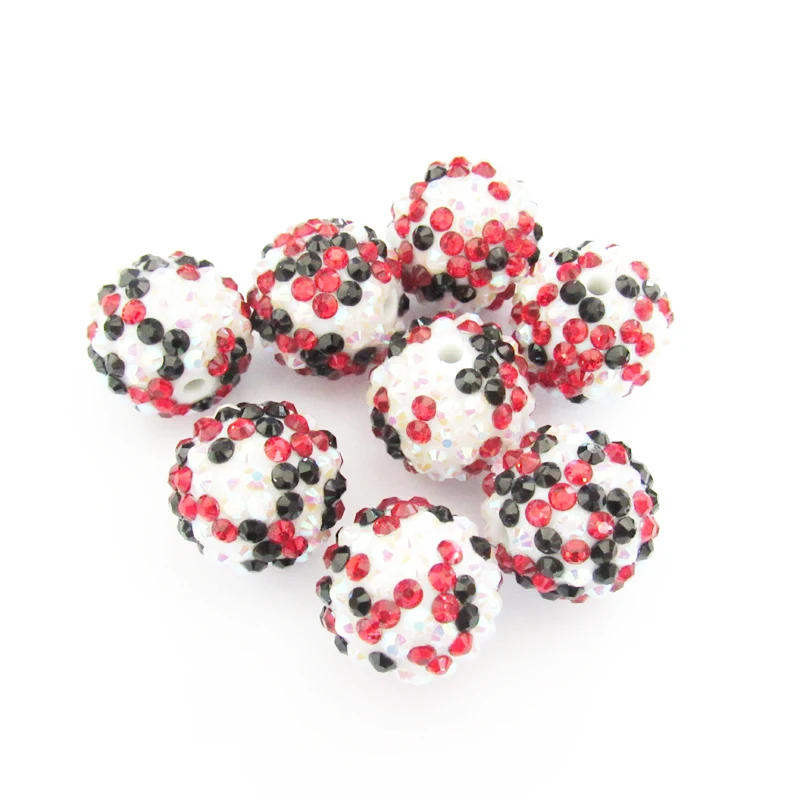 Newest 20mm 100pcs/lot White AB/Black/Red Mixed Resin Rhinestone Ball Beads Chunky For Kids Jewelry Making | Украшения и