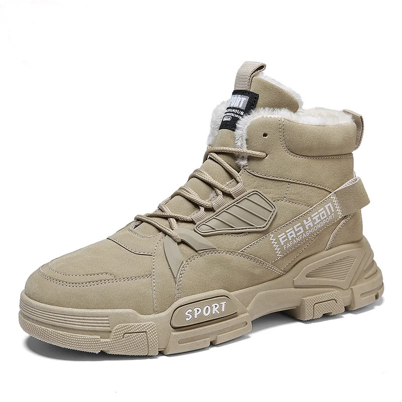 

Winter new high-top martin boots fleece-lined warm leather boots cold-proof fashion men's boots thick-soled simple men's shoes