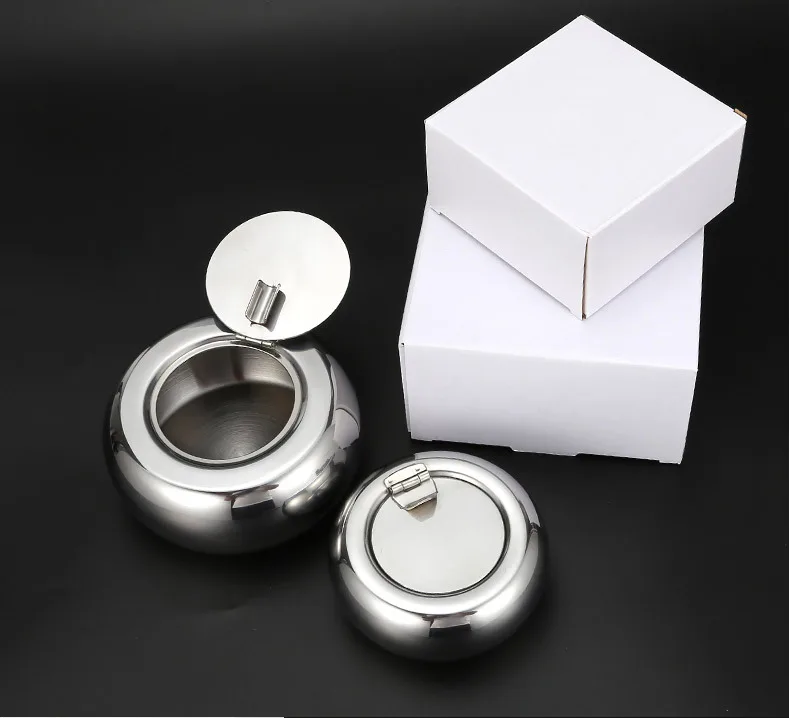

Round Stainless Steel Ashtray Home Party Bar Decoration Ash Holder For Gift Cigarette Lighters & Smoking Accessory Ash Tray