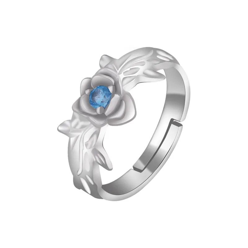 

Anime Sword Art Online: Alicization Eugeo Blue Rose 925 Sterling Silver Ring Jewelry Adjustable Unisex Cosplay Xmas Gift