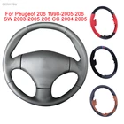 Сшитый вручную кожаный чехол GERAYBU для Peugeot чехол рулевого колеса автомобиля, 206-1998, 2005, SW 206-2003, 2005, 206, CC 2004, 2005