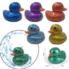 Золотая пудра, резиновая утка, Детские Игрушки для ванны, звуковая пищалка, плавающая желтая утка для купания, детский подарок, Классическая Игрушка