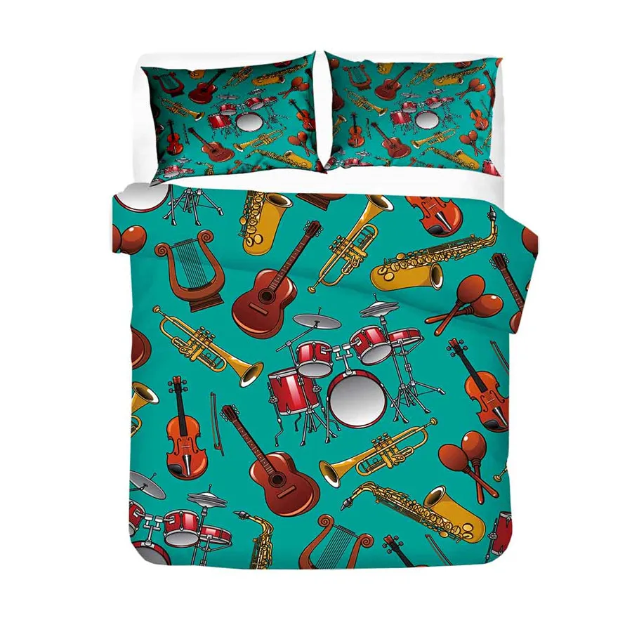 HELENGILI 3D Постельное белье гитары печати пододеяльник набор похожая на настоящую
