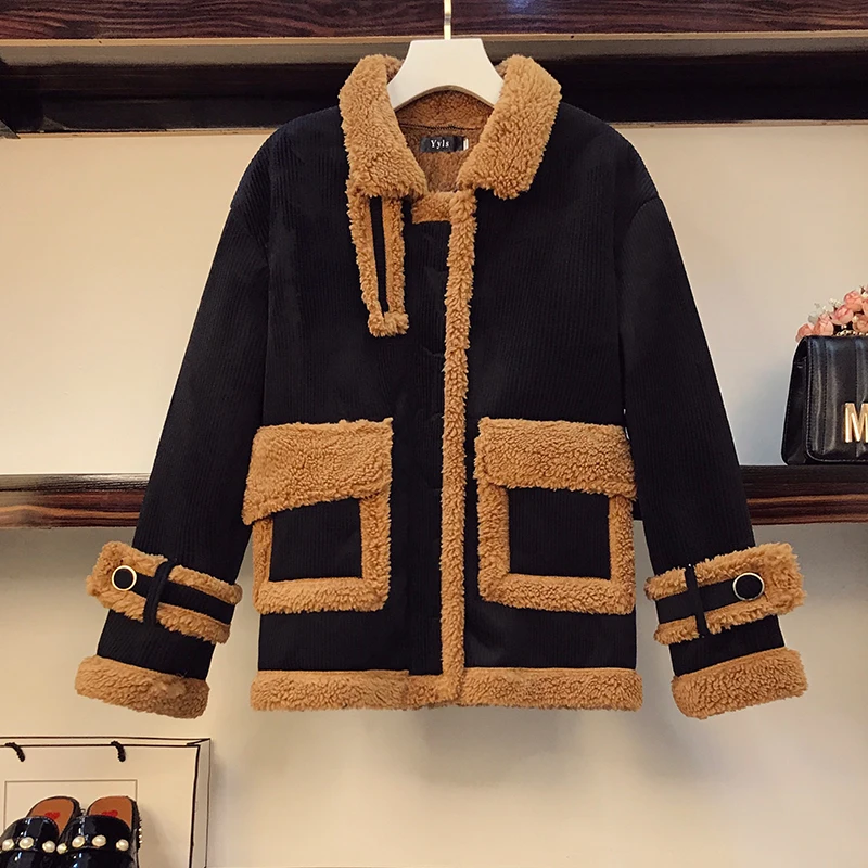 

Размера плюс стеганая куртка большого размера, ветровка, верхняя одежда, большие размеры, женские кожаные куртки и пальто 2020 ягненка пальто ...