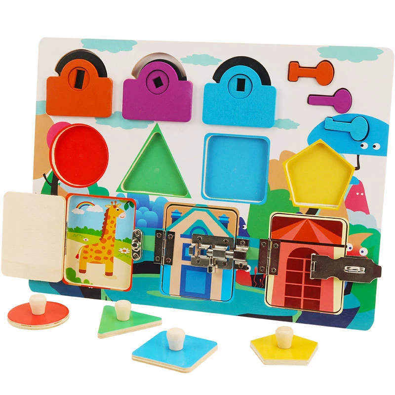 

New Baby Montessori Training Ability Shape Matching Lock Cognition Toys Busyboard Puzzle Early Educational Toys For Children
