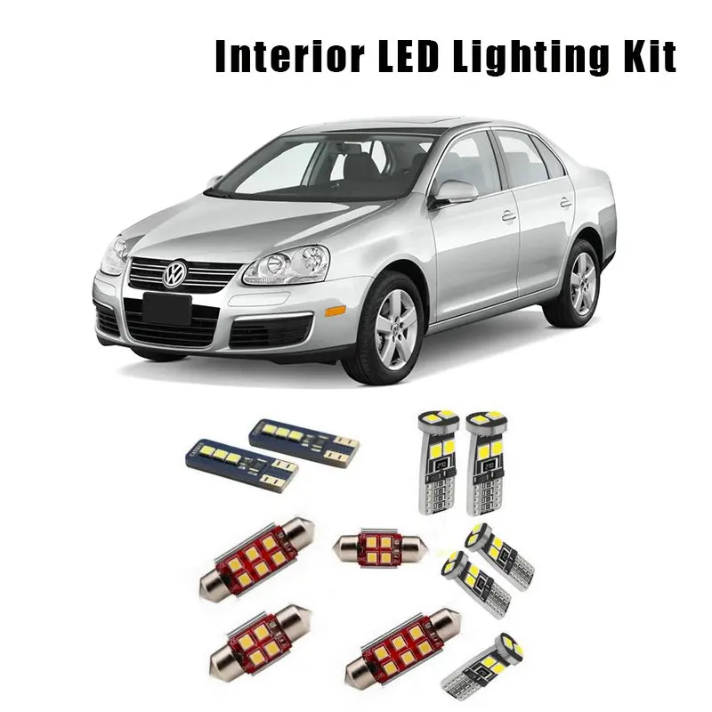 

For 2006 2007 2008 2009 2010 VW Jetta 5 MK5 14 Bulbs White Canbus Interior LED Car Reading Light Kit Fit Map Dome Trunk Lamp