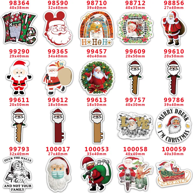 

DIY Craft Supplies Sewing Accessories Cartoon Christmas Santa Claus Printed Planar Resins Mold 10 Pieces. PR-98364