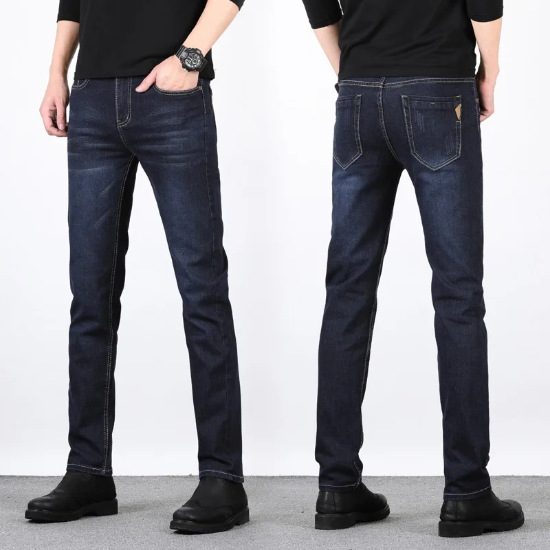 Casual Trousers Male Black Blue 2021 New Brand Men's Slim Fit Jeans Fashion Business Classic Style Stretch Jeans Denim Pants