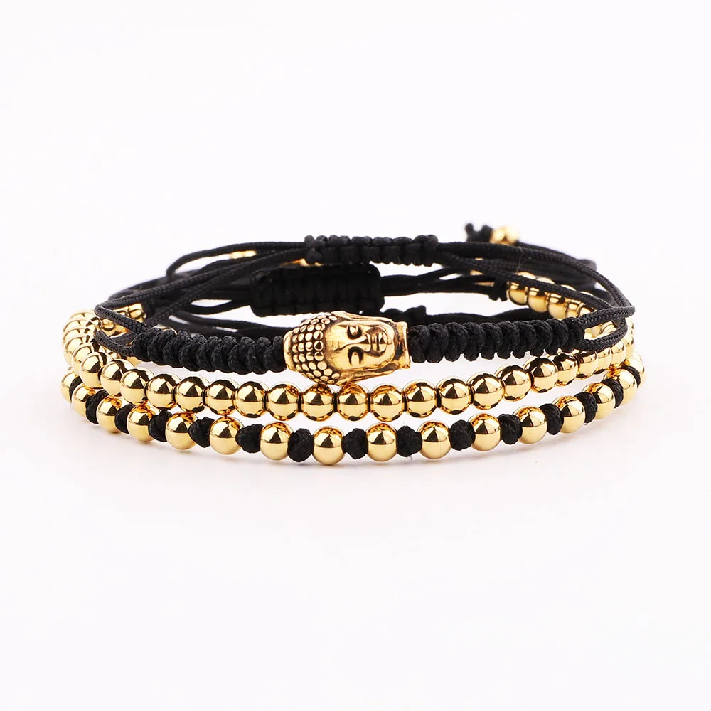 

New Design High Quality Stainless Steel Beads Buddha Charm Cord Braided Friendship Macrame Adjustable Bracelet Men Women Gift
