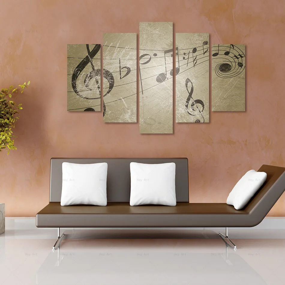 Прямая поставка Картина на холсте музыкальные ноты царапины 5 шт. HD плакаты и