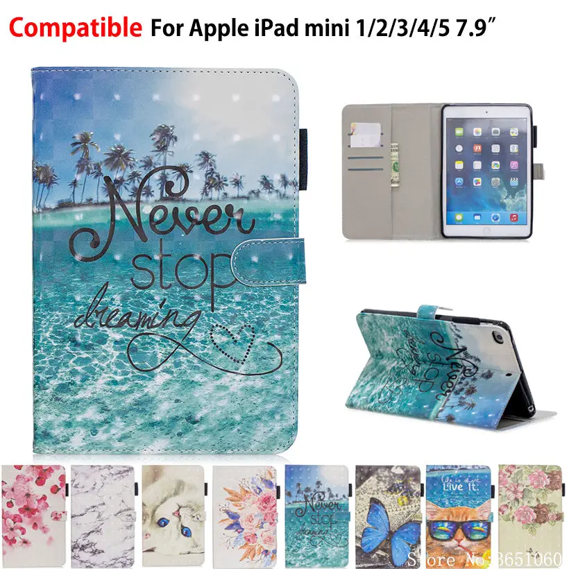 Чехол для Apple iPad Mini5 2019 Mini 5 4 3 2 1 7 9 &quotчехол планшета Модный 3D узор PU кожаный флип