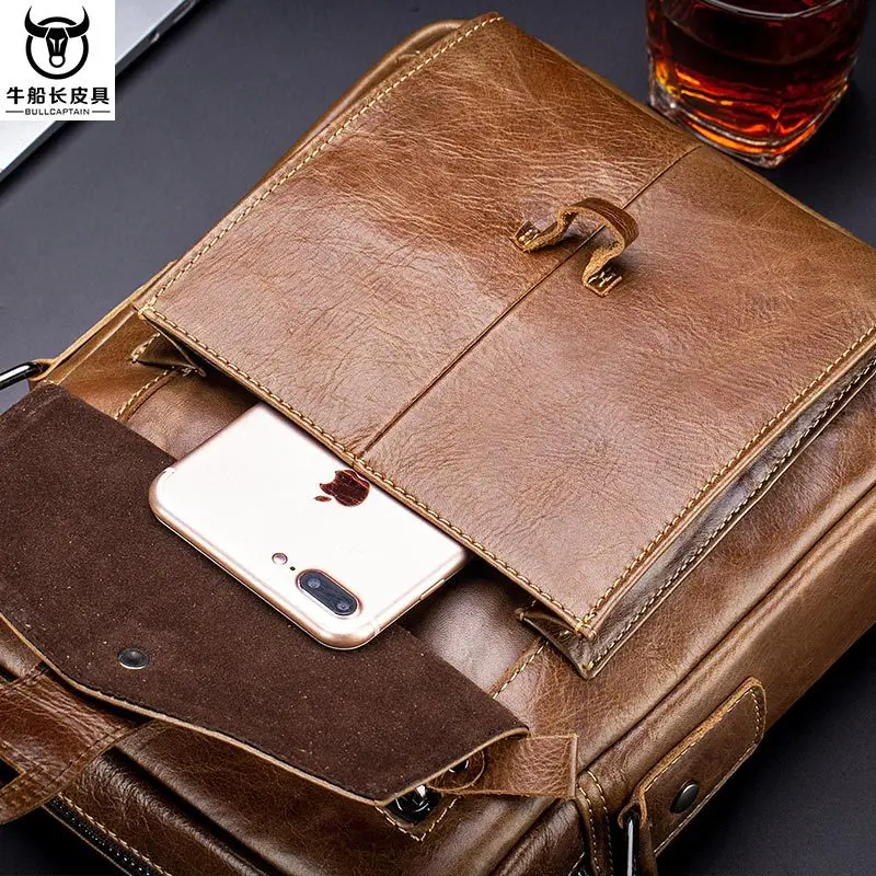 Bull Captain Leather Men's Leather Shoulder/Crossbody Bag Full-Grain Leather Business Fashion Men's Bag Small Bag