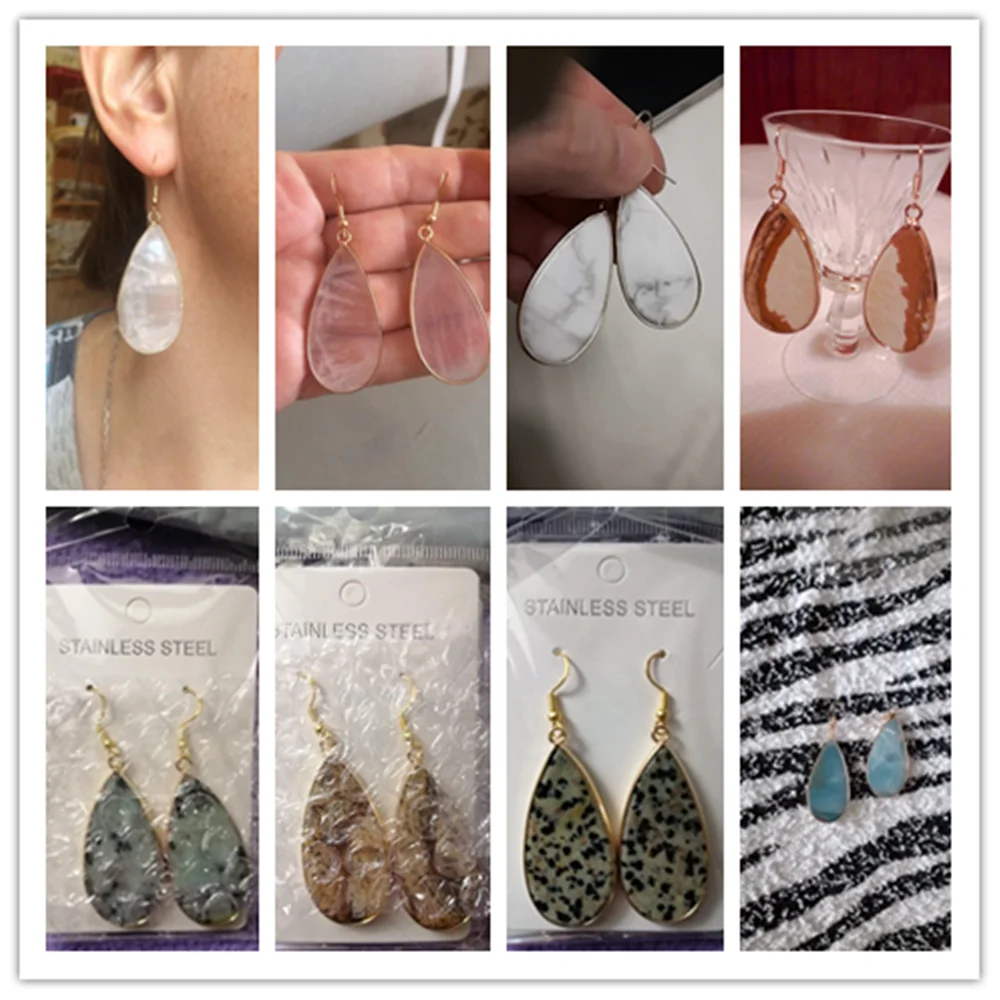 

Natural Stone Earrings Rose Quartz/Amazonite/Zebra Stone/Green Balmatin/Rose Quartz/Balmatin For Women Love Romantic Gift