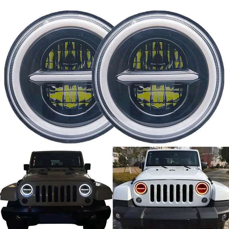 Пара 7 &quotдюймов 60 Вт для JEEP JK GQ патруль проектор светодиодный фары Halo супер яркий