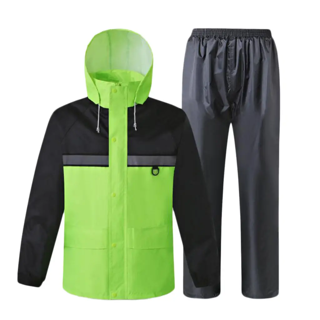 

Waterproof Windproof Jacket Trousers Pants Reflective Rain Suit Coat Green