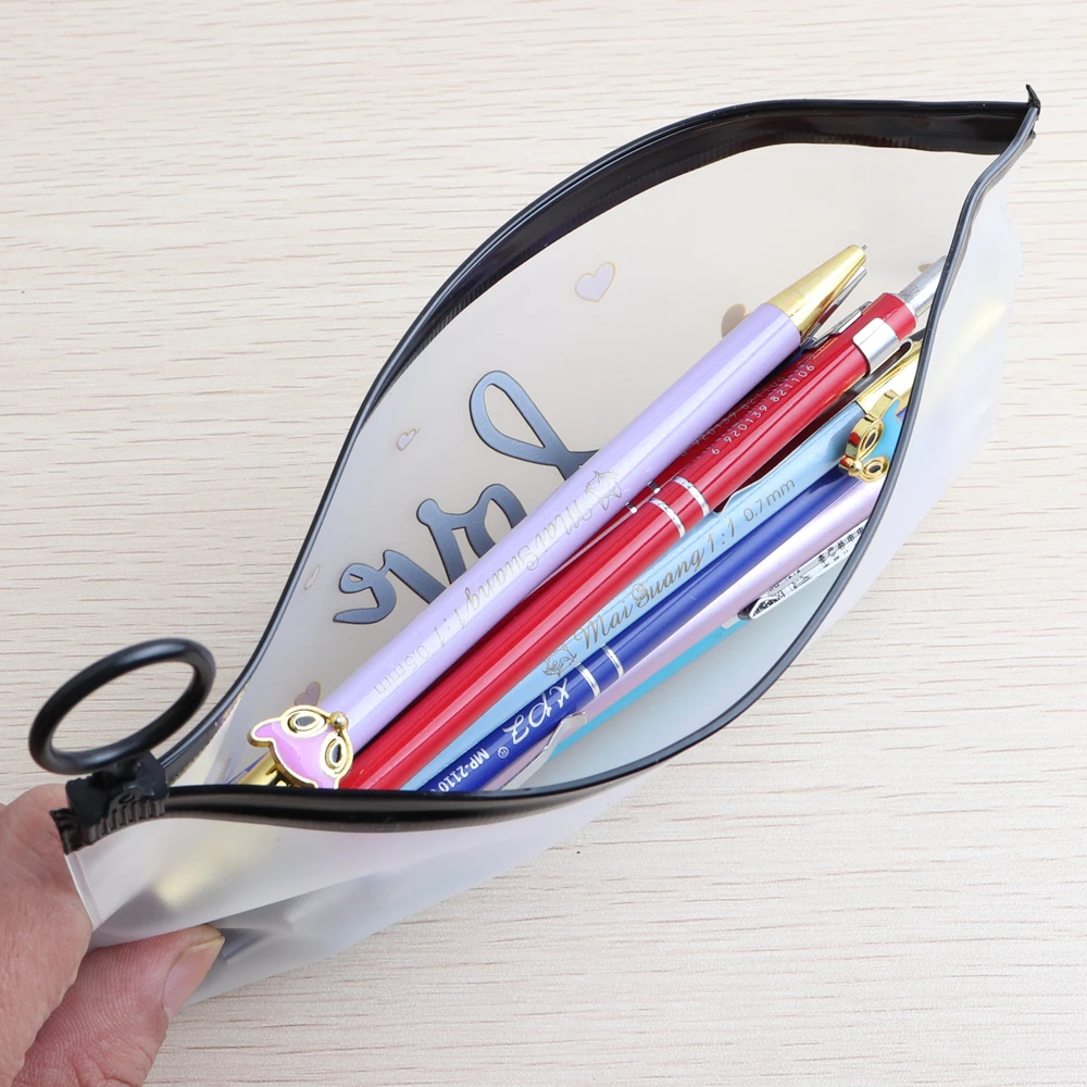 5 шт. прозрачный пенал с буквенным принтом простая сумка-карандаш для офиса и