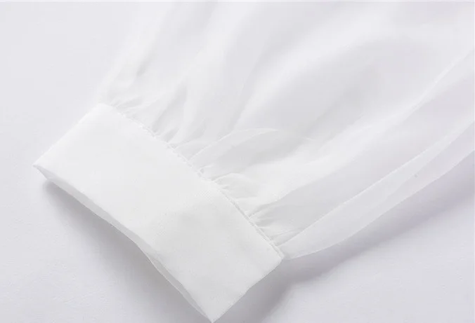 

DEAT Women White Organza Ruffle Perspective Blouse New Lapel Long Sleeve Loose Fit Shirt Fashion Tide Spring Summer 2021 2F0285