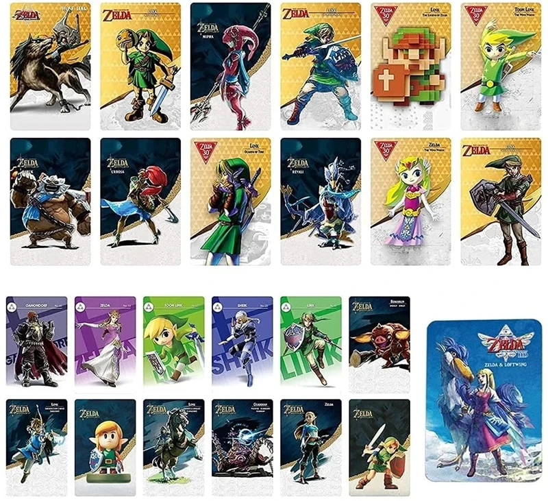 

25 в 1 водонепроницаемые печатные матовые коллекции Zeldaes Loftwing Breath Wild Ntag215 NFC Amxxboen набор карт с ударопрочным мечом