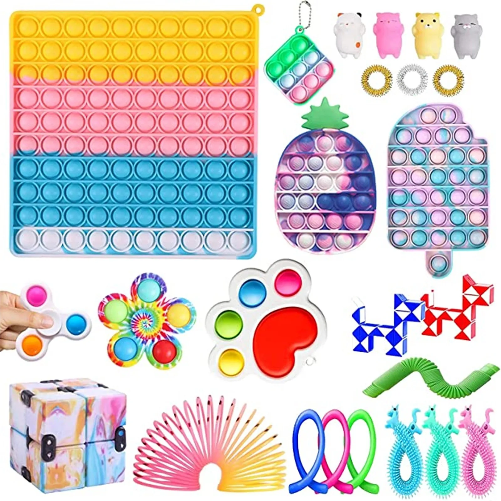 

Pack Adults Children Squishy Sensory Anti Stress Relief Figet Toys Kit Fidget Toys Antistress Toy Set Stretchy Strings Push Gift