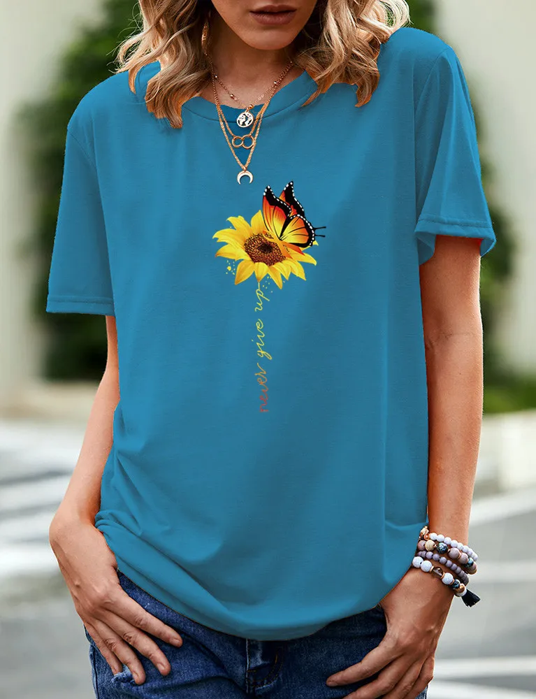 

2021 summer ladies fashion solid color T-shirt Model 6091