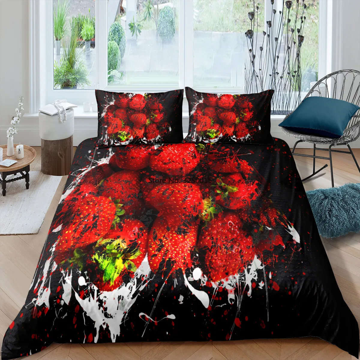 Red Orange Bedding Set Fruit Double King Duvet Quilt Cover Bedclothes Pillowcase 2/3pcs Comforter Home Textile | Дом и сад