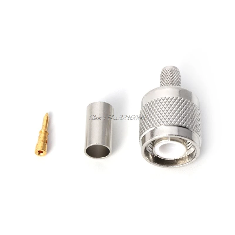 TNC штекер RF коаксиальный разъем обжимной никелированный для кабеля RG58 RG142 RG400 LMR195 |