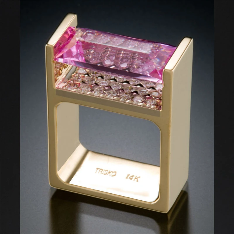 Бриллиантовое кольцо из 14 каратного золота для женщин и мужчин обручальное с