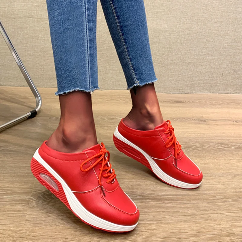 

Women Shoes 2022 Wedges Platform Sneakers Fashion Lace Up Casual Comfortable Loafers Ladies Vulcanized Shoes Zapatillas Mujer