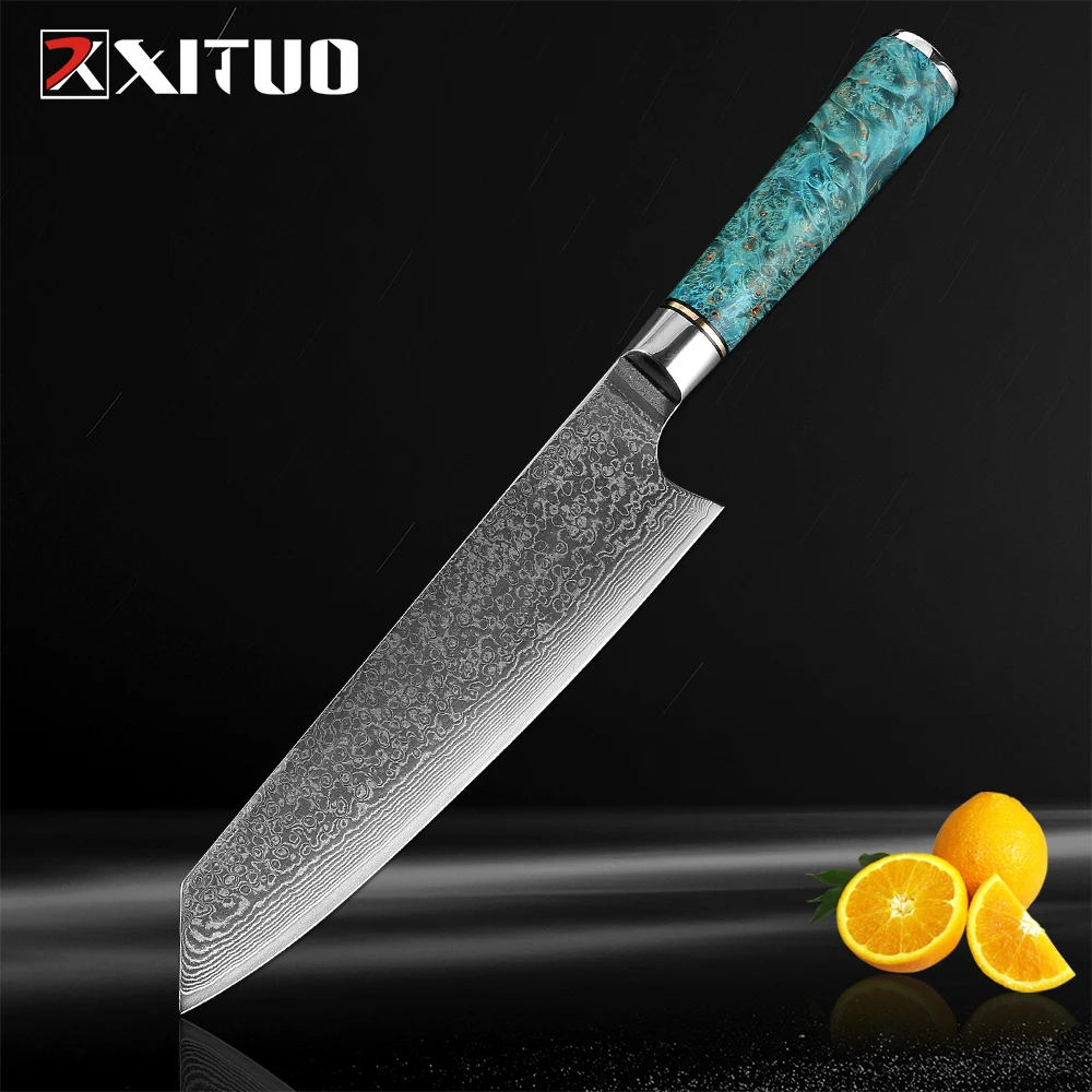 

XITUO Damascus VG10 Steel 8-inch Chef Knife Professional Japanese Meat Cleaver Knife Kiritsuke Gyuto Slicing Kitchen Knife Tool