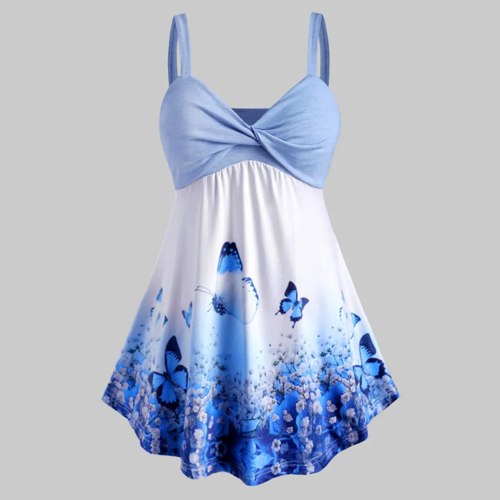 Жилет женский с V образным вырезом мягкая Свободная майка без рукавов принтом