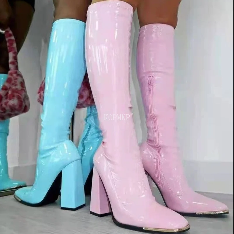 

Женские сапоги до колена, яркие рыцарские сапоги в стиле ретро, на платформе, в стиле панк, Осень-зима 2022