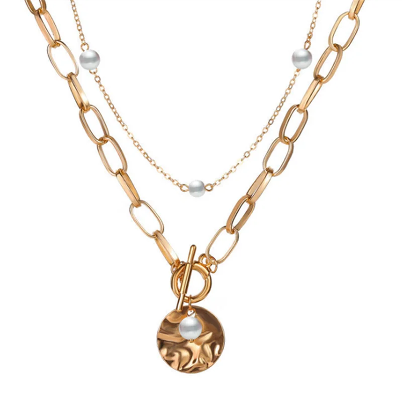 

Pearl Double Layer Necklace Clavicle Chain New Simple Fashion Jewelry for Women