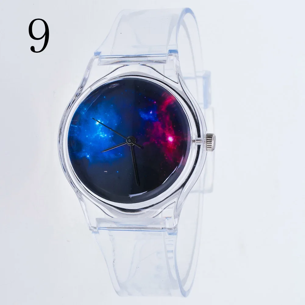 Часы наручные женские с мультяшным рисунком модные кварцевые прозрачным