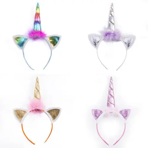 Новейший красочный Волшебный Единорог Рог голова праздничный обруч дети