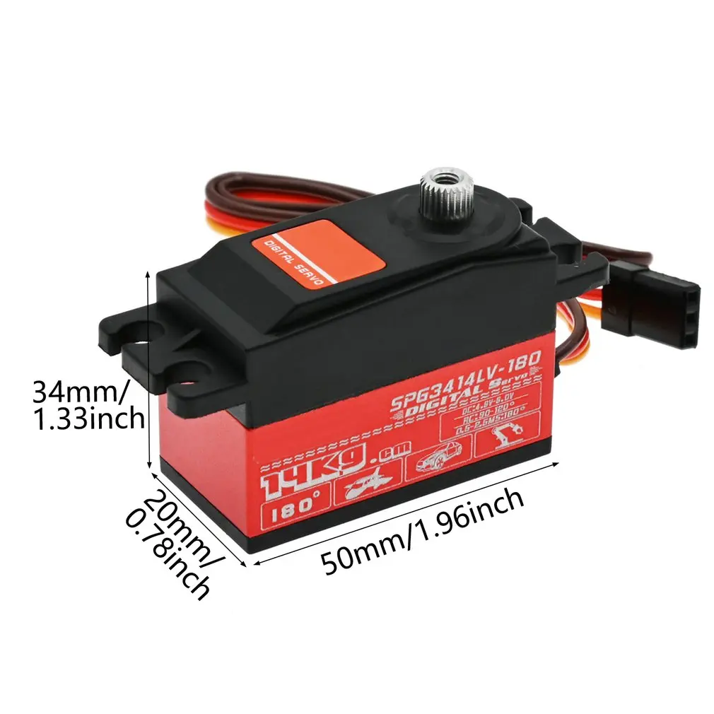 

Durable And Exquisite SPG3414LV 14kg High Torque Metal Short Body Steering Gear 180 Degree 14kg Short Body MK1131