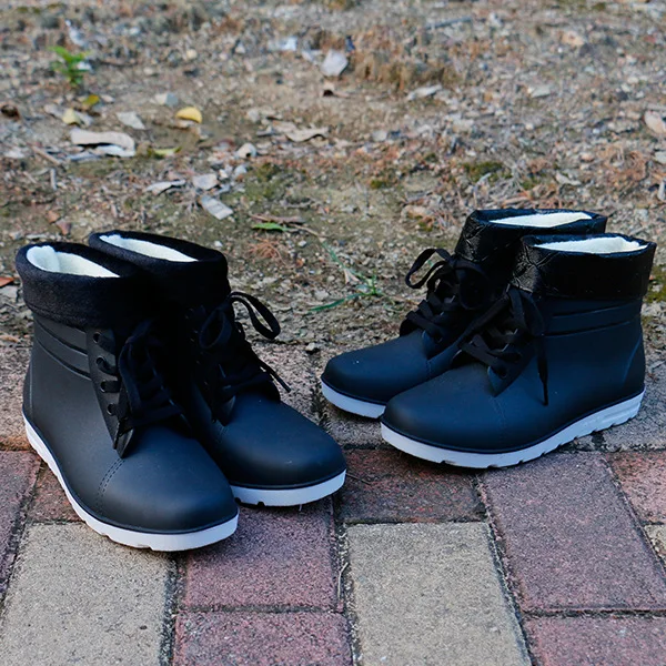 Мужские короткие резиновые сапоги с кружевом Резиновые непромокаемые Уличные