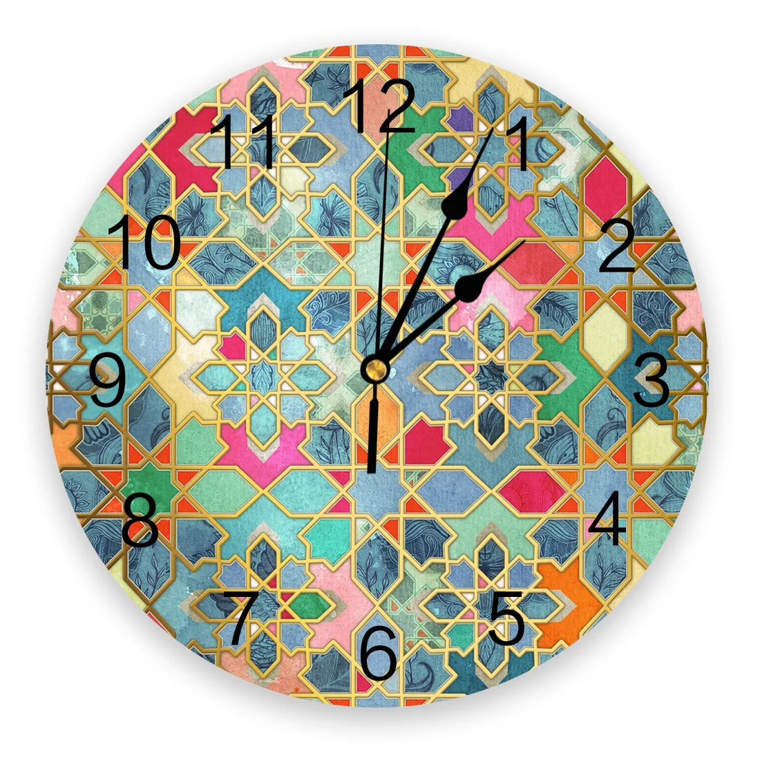 

Moroccan Geometric Figures Wall Clock Home Decor Bedroom Silent Oclock Watch Wall Digital Clock Wall Clock for Kids Rooms