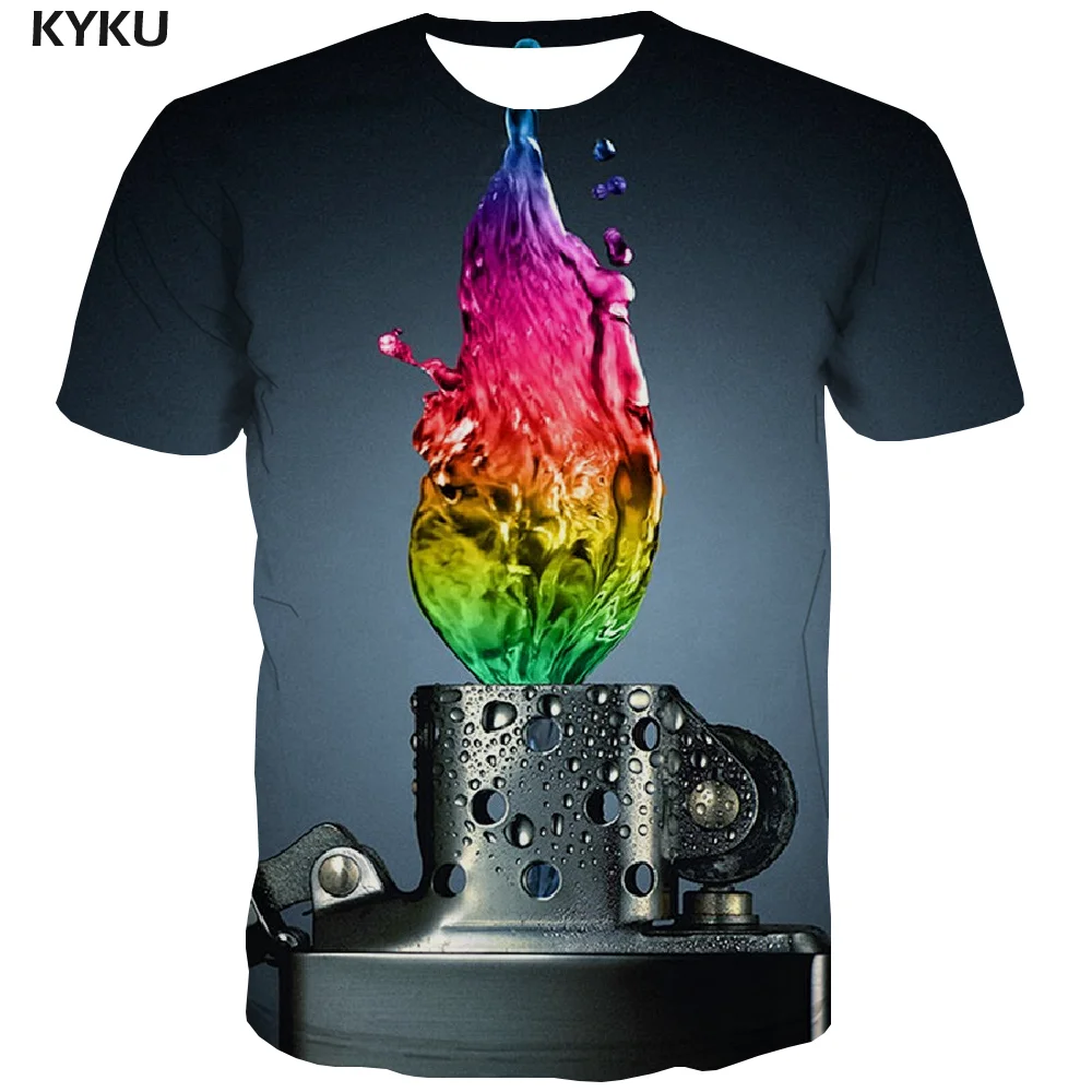 

3d Tshirt Flame T-shirt Men Colorful Funny T shirts Lighter Tshirt Printed Harajuku Shirt Print Mens Clothing summer Printed