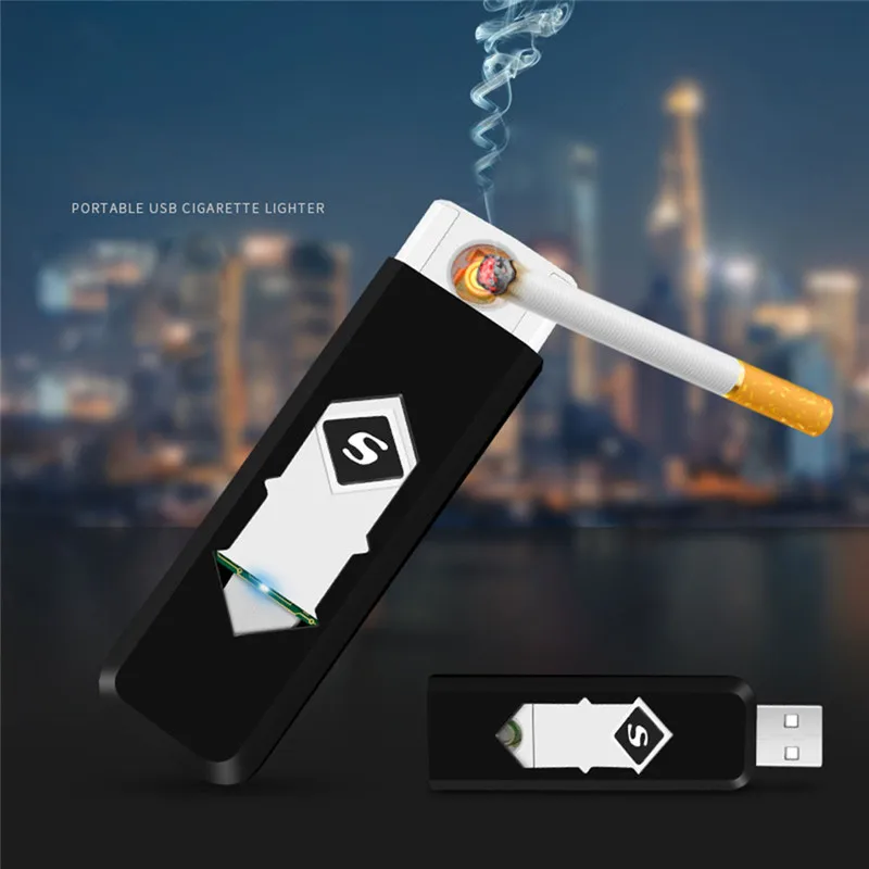 

USB Rechargeable Windproof Flameless Electric Charging Cigarette Lighter Smokeless Lighters Men' Gifts for men Portable lighter